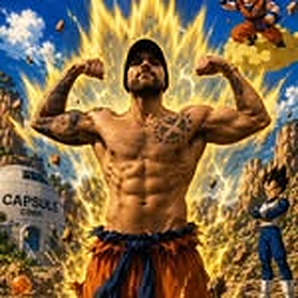 Xavier Cruz flexing in a Super Saiyan style edit of his Instagram profile picture